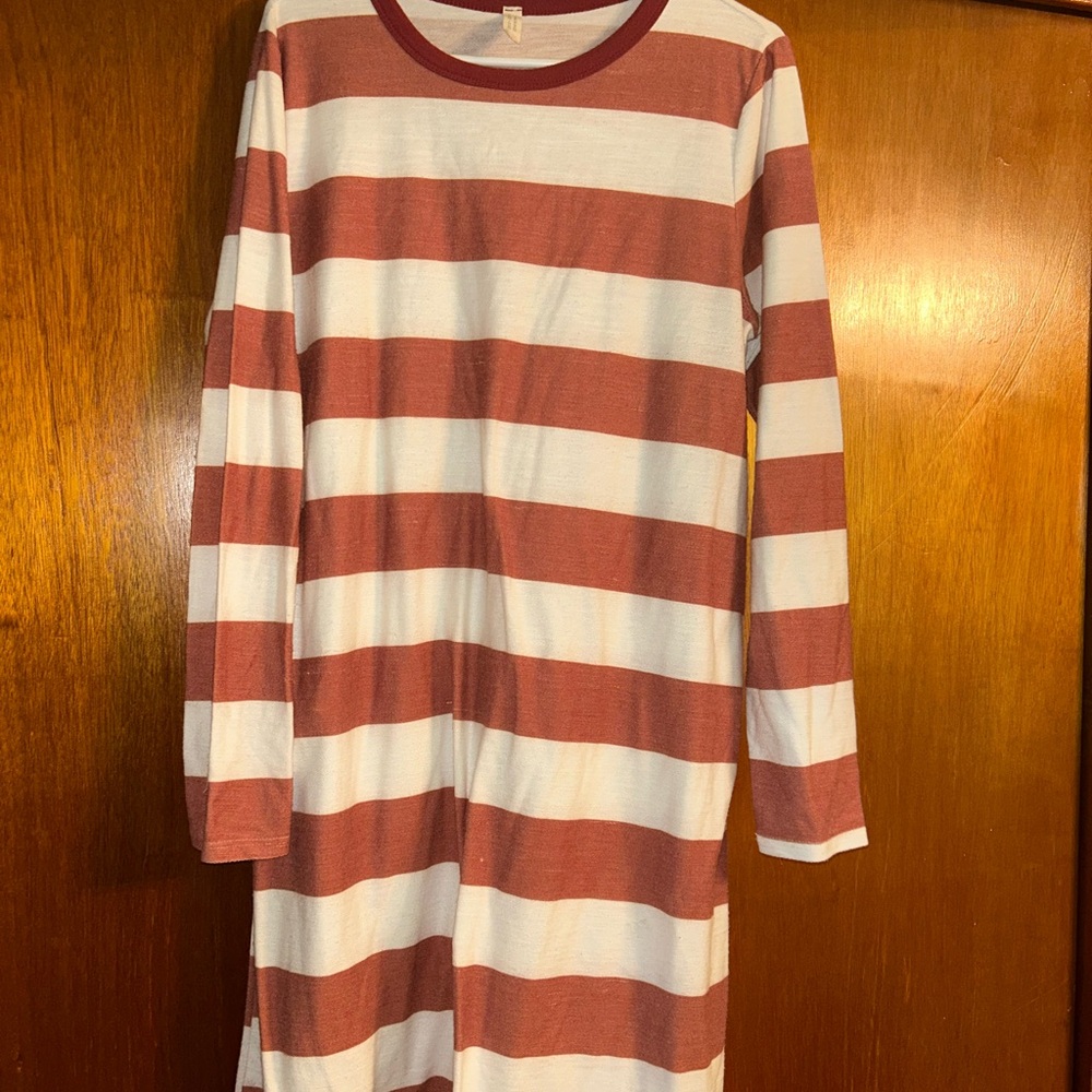 Flamingo Urban Long-sleeve Dress - Red and White Stripes